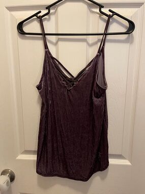 American Eagle Outfitters Velvet Crisscross Cami in Deep Plum